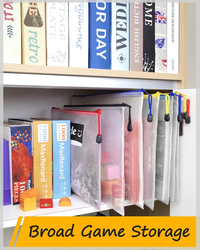 ساني حقيبة شبكية بلاستيكية بسحاب من SUNEE، مقاس 6.8 × 9.2 بوصة (9 ألوان، 18 قطعة)، حقيبة كبيرة جدًا مقاومة للماء بسحاب، مثالية لتنظيم وتخزين اللوازم المدرسية والمكتبية، والألغاز، والألعاب. - Image 4